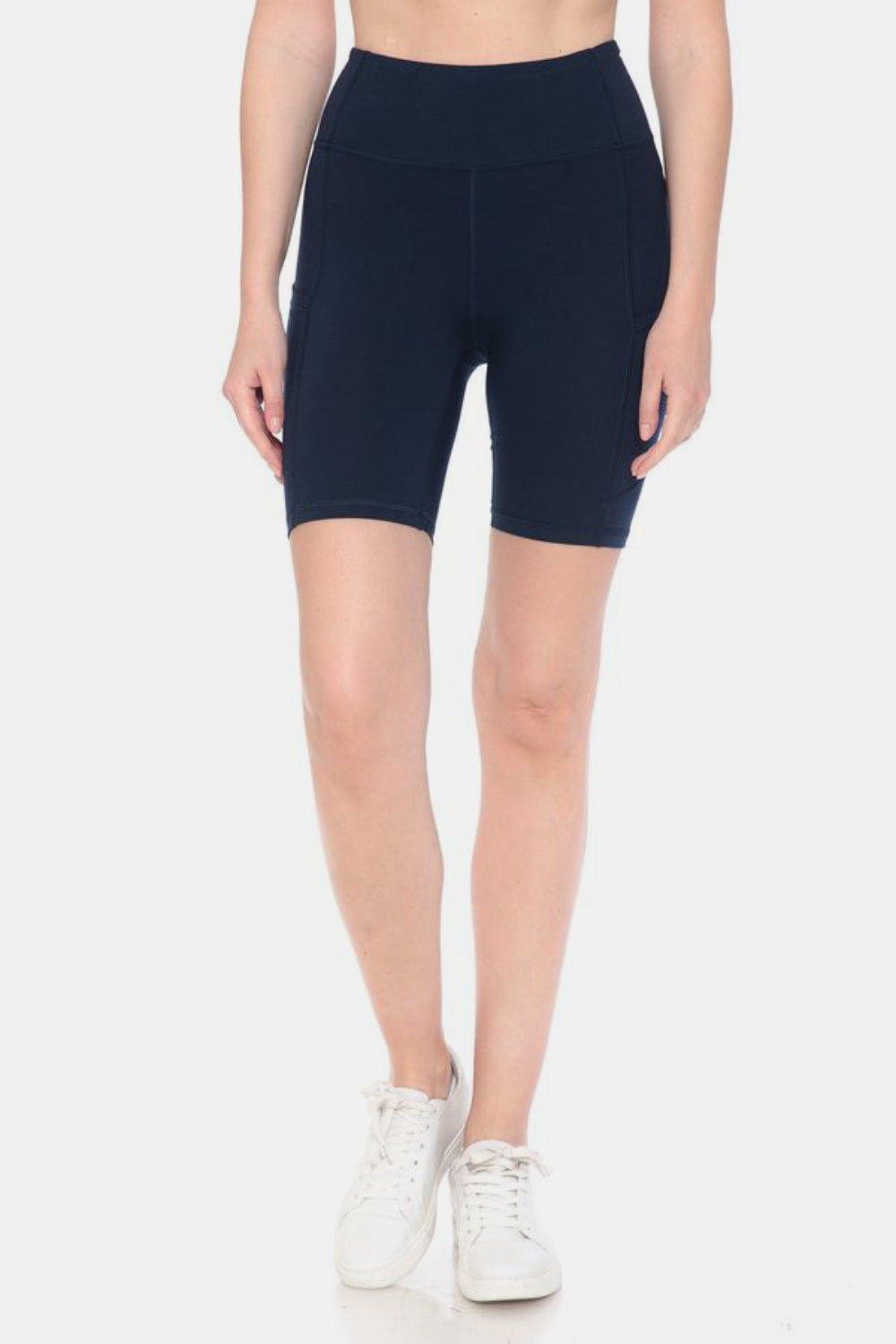 Plus Size High Waist Active Shorts -Navy |Jlouren