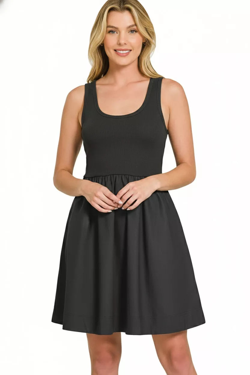 Women’s Black Scoop Neck Fit and Flare Dress | JLouren
