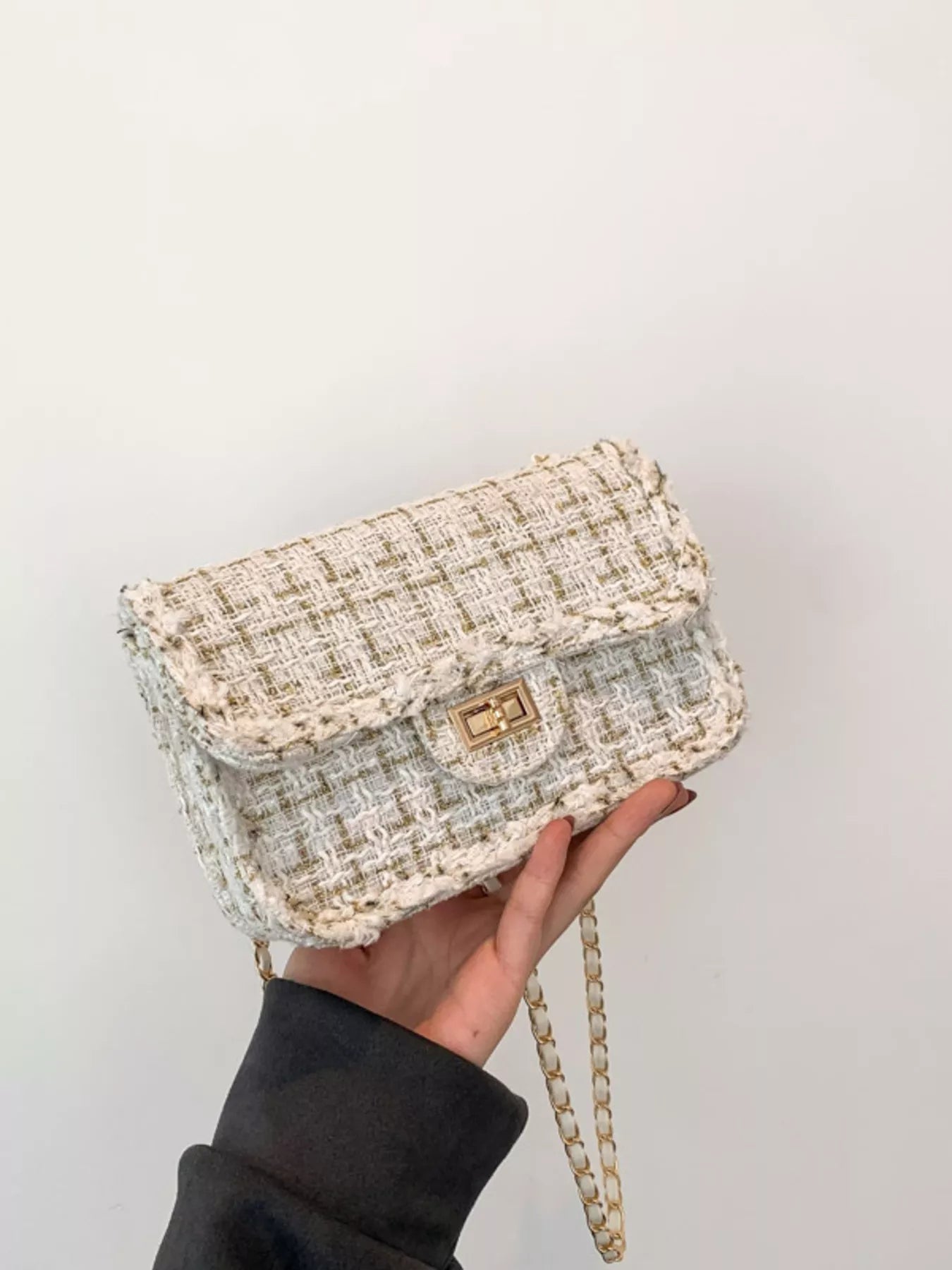 Tweed Flap Crossbody Bag for Women