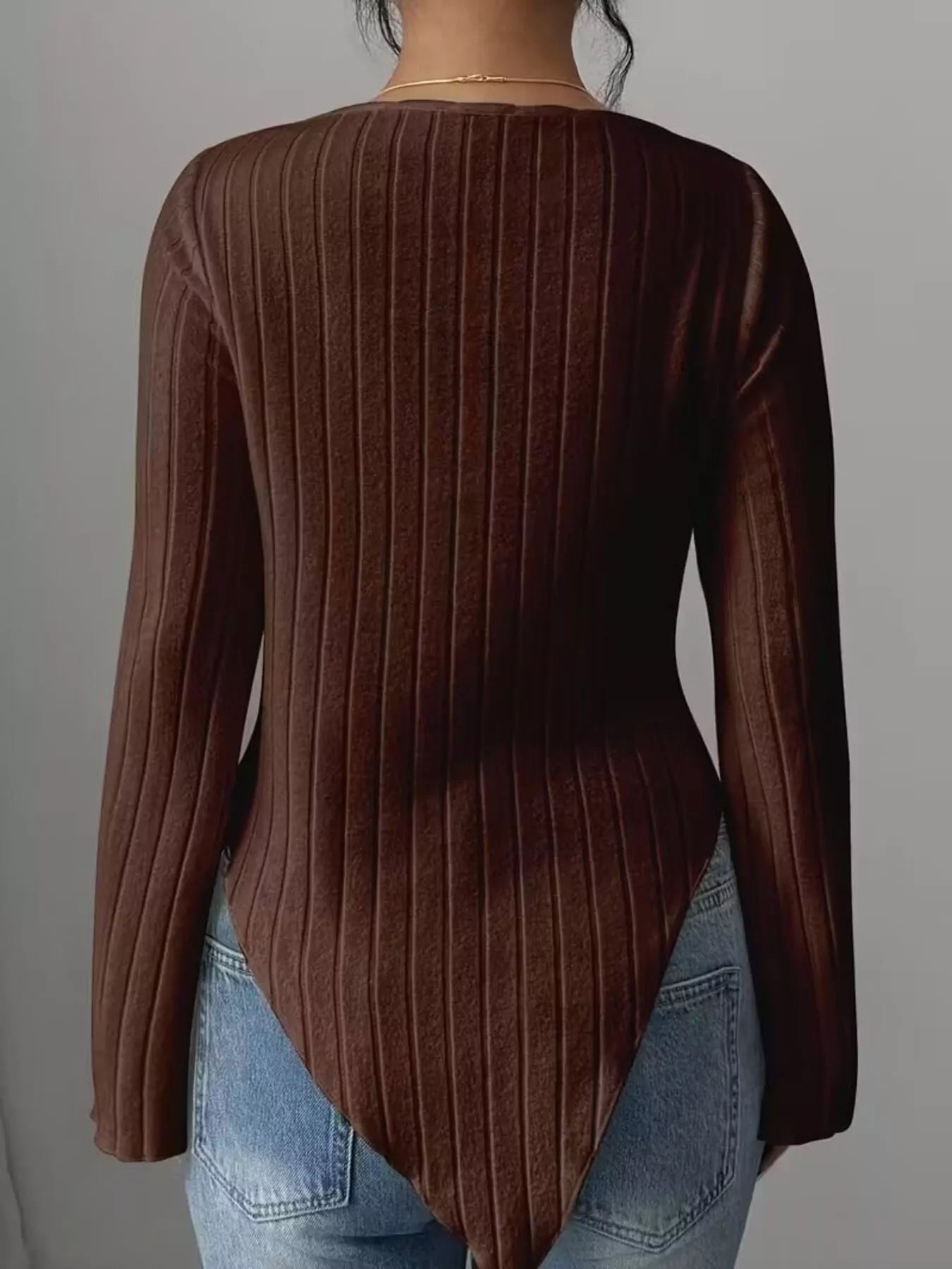 Women’s Draped Cowl Neck Ribbed Bodycon Long Sleeve Top | JLouren