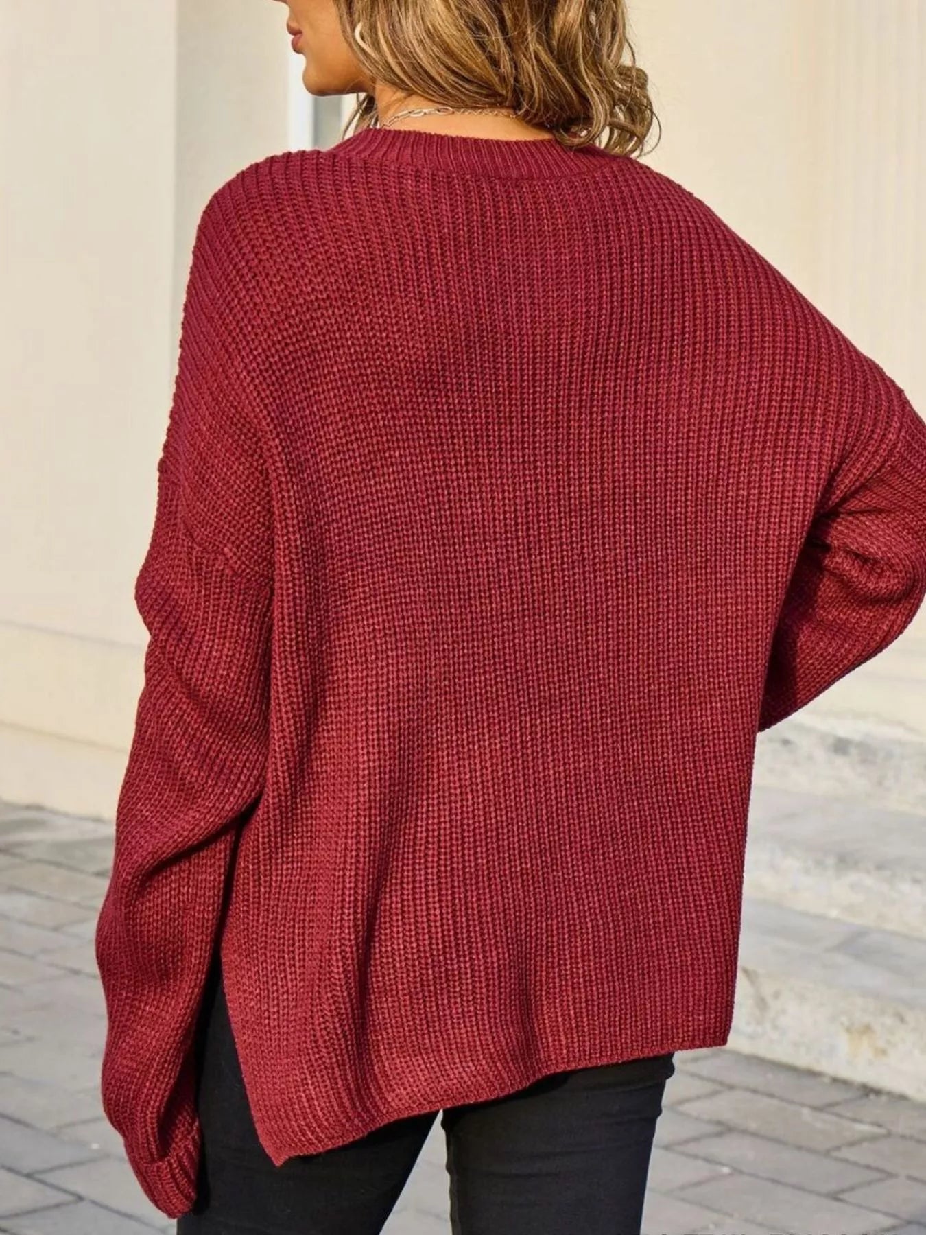 Pocket Detail Round Neck Knitted Sweater Women | JLouren