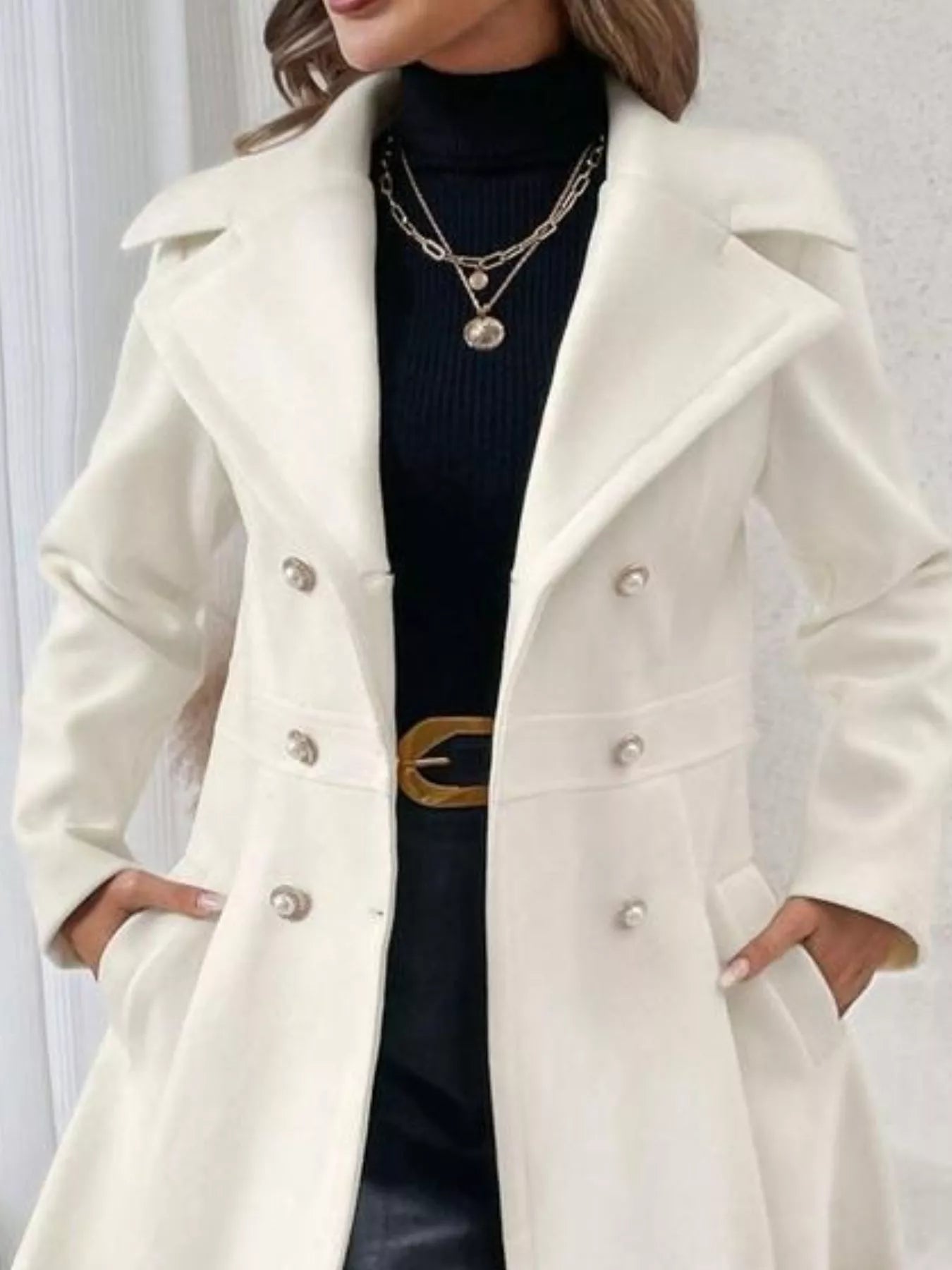 Women’s Double-Breasted Wool Blend Coat | JLouren