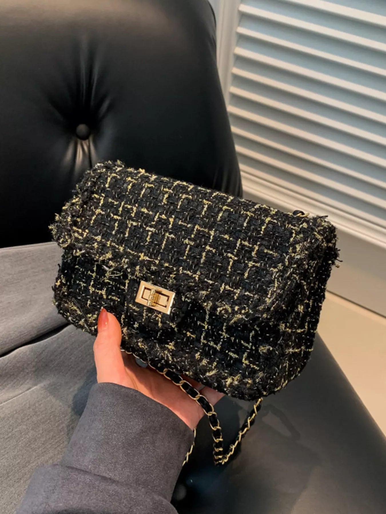 Tweed Flap Crossbody Bag for Women