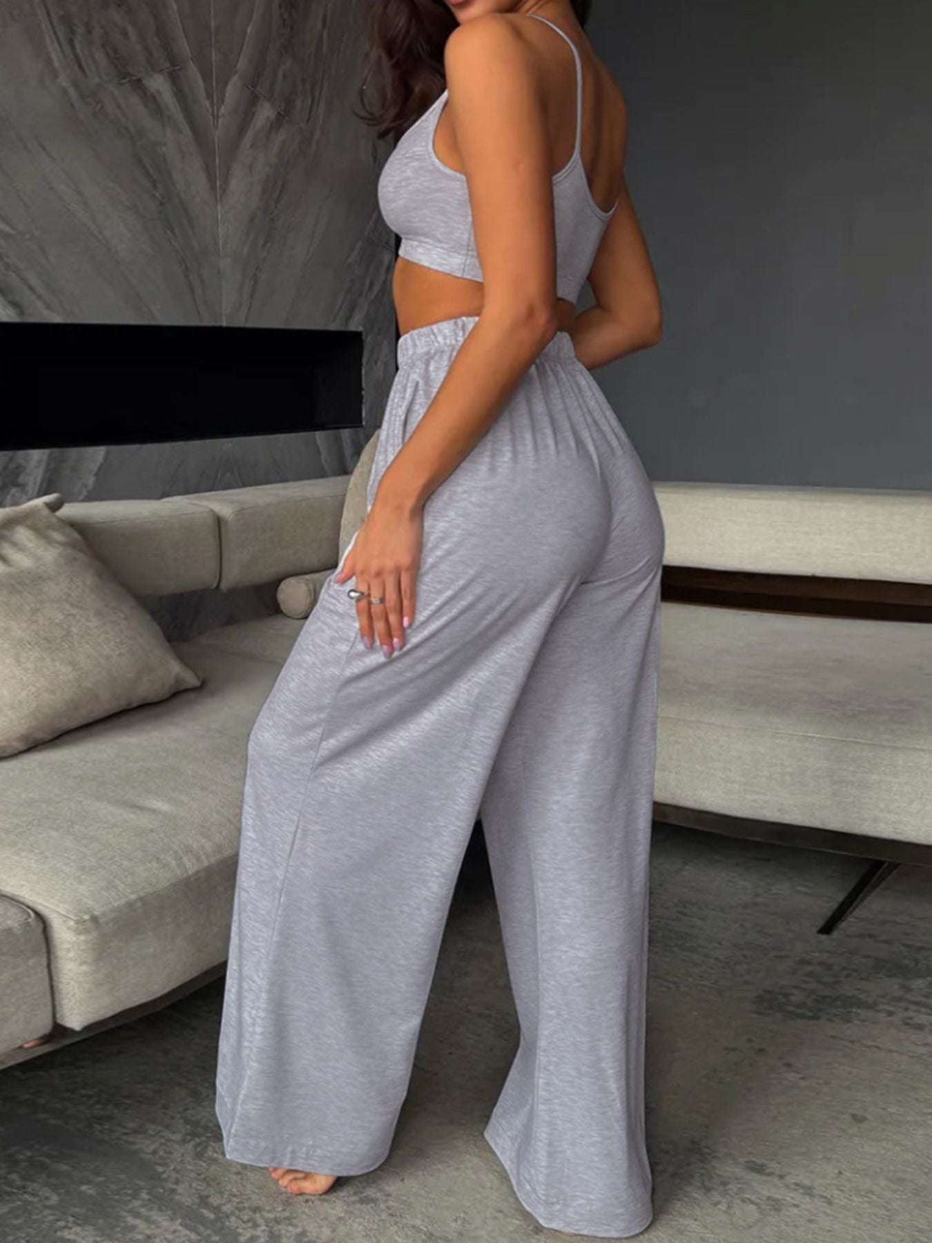 Scoop Neck Cami & Wide-Leg Pants Set – Effortless Chic Lounge Outfit