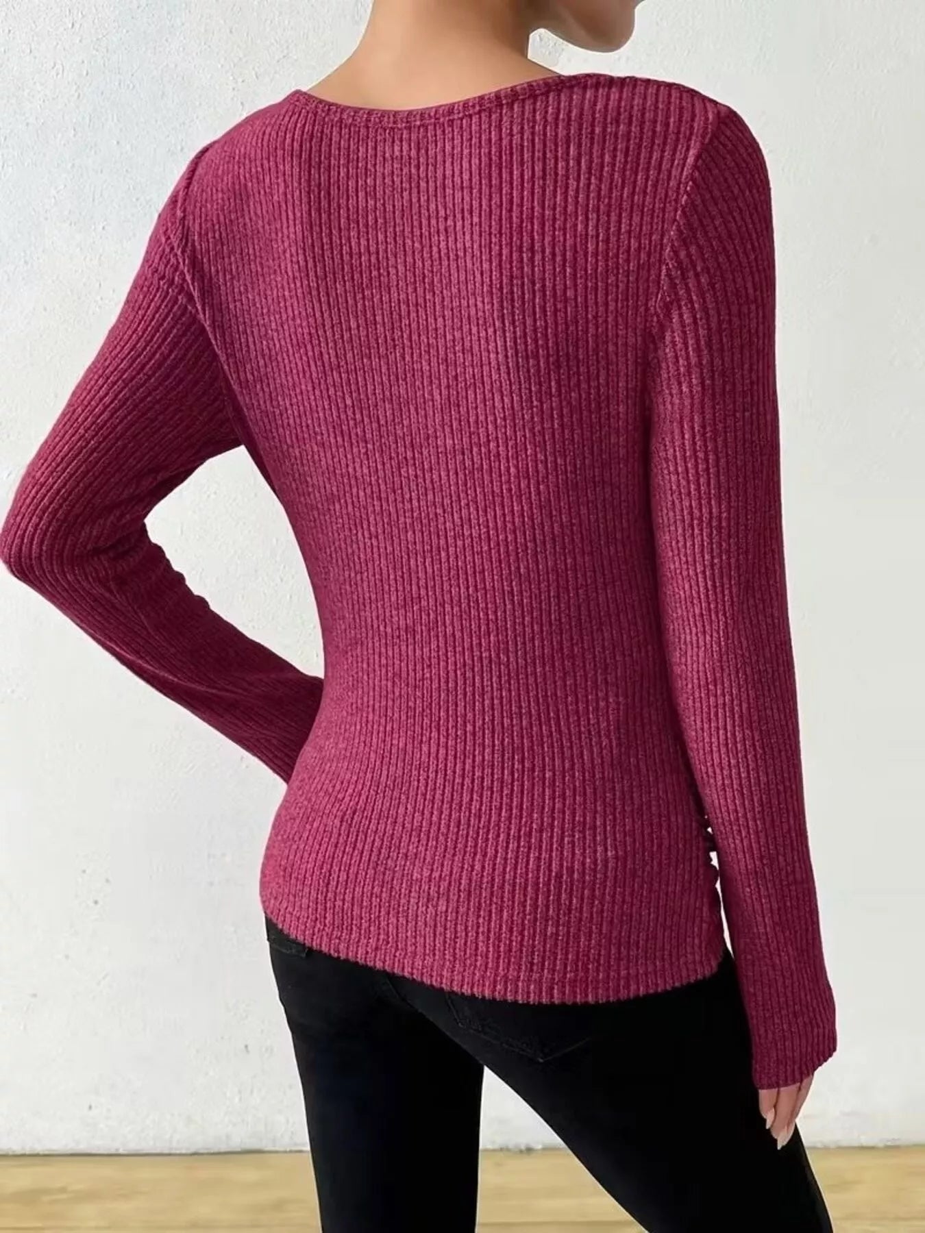 Women's Cowl Neck Fitted Long Sleeve Blouse | JLouren