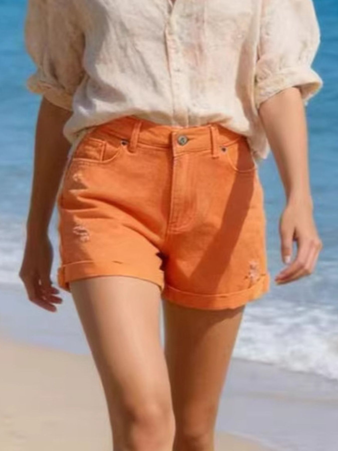 Ripped High Waisted Denim Shorts for Women