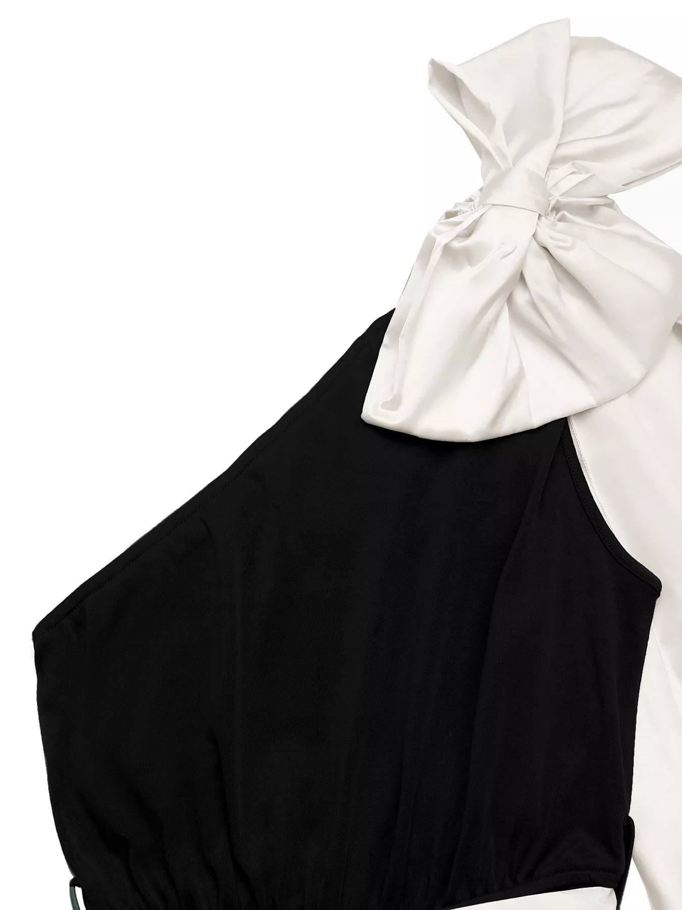 Black One-Shoulder Bowknot Wide Leg Jumpsuit Women