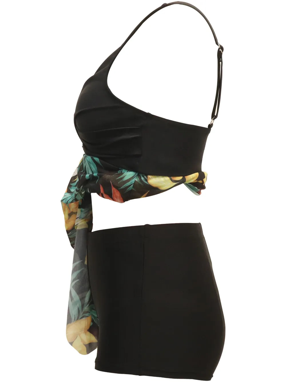 Dark Blue Printed Wide Strap Two-Piece Swim Set – Flattering High-Waist Bikini for Women | JLouren