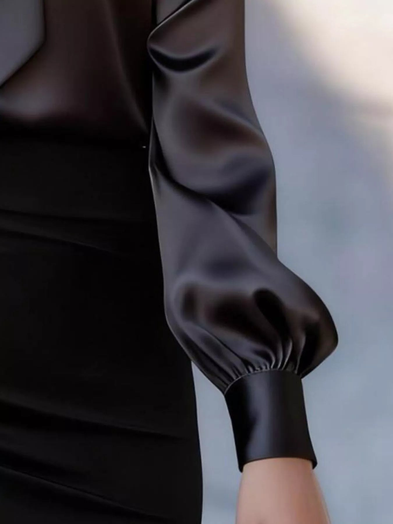 Women’s Bow Tie Long Sleeve Satin Blouse | JLouren