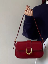 Red Adjustable Strap Leather Crossbody Bag | Jlouren