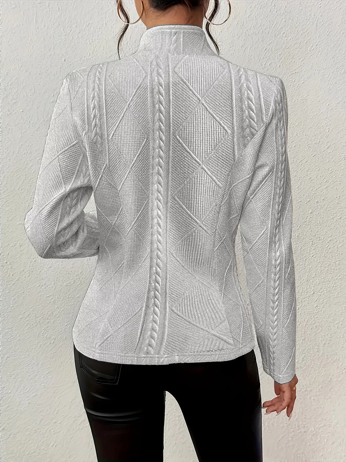 Women Textured Knit Button-Front Casual Blazer | Jlouren