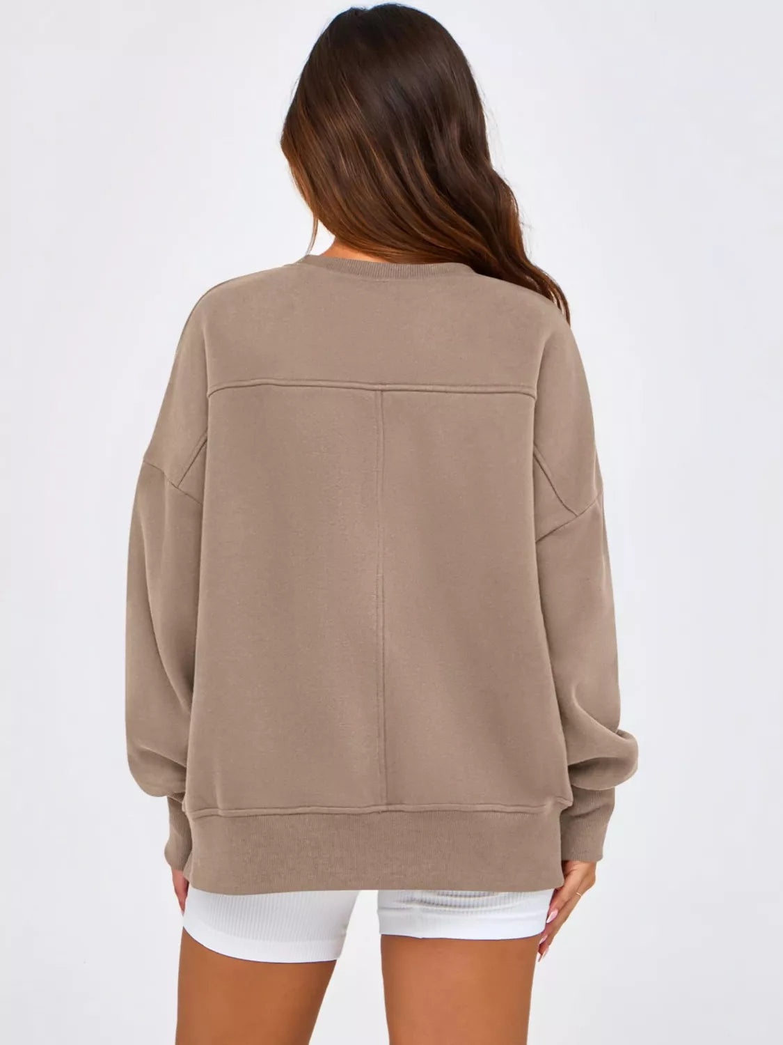Casual Loose Side Slit Crewneck Sweatshirt