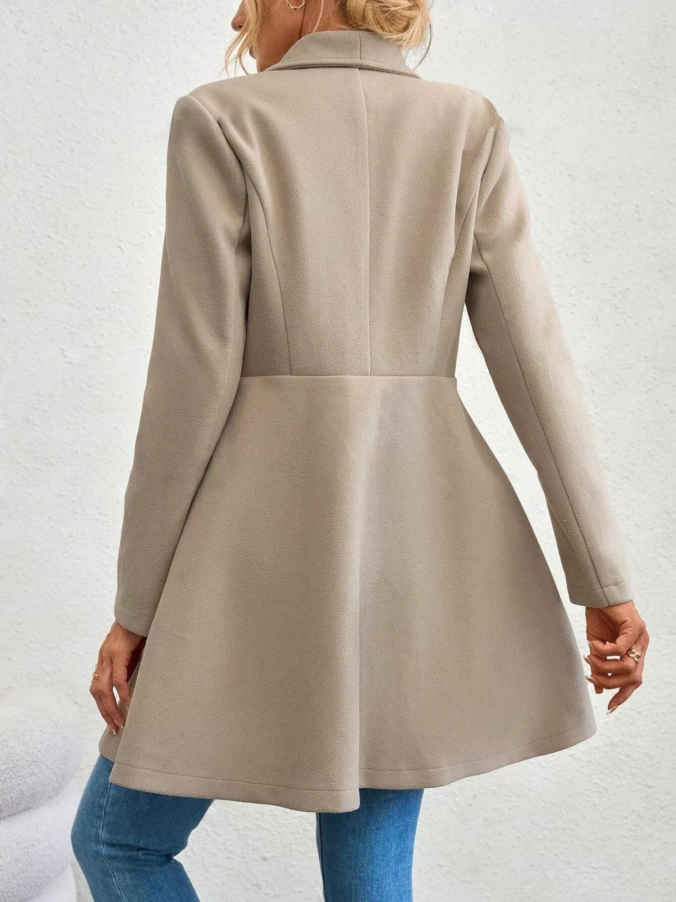 Elegant Women’s Double-Breasted Wool Blend Long Coat | JLouren