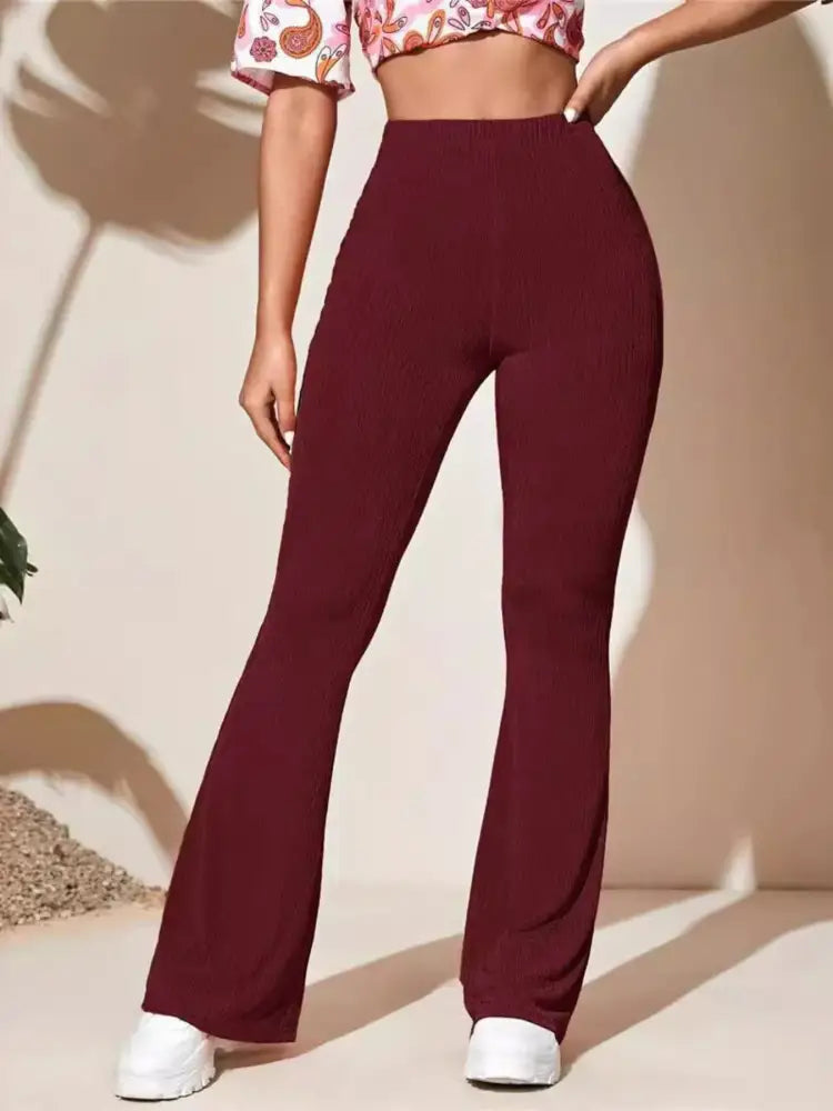 Burgundy Full Size High-Waist Wide Leg Yoga Pants