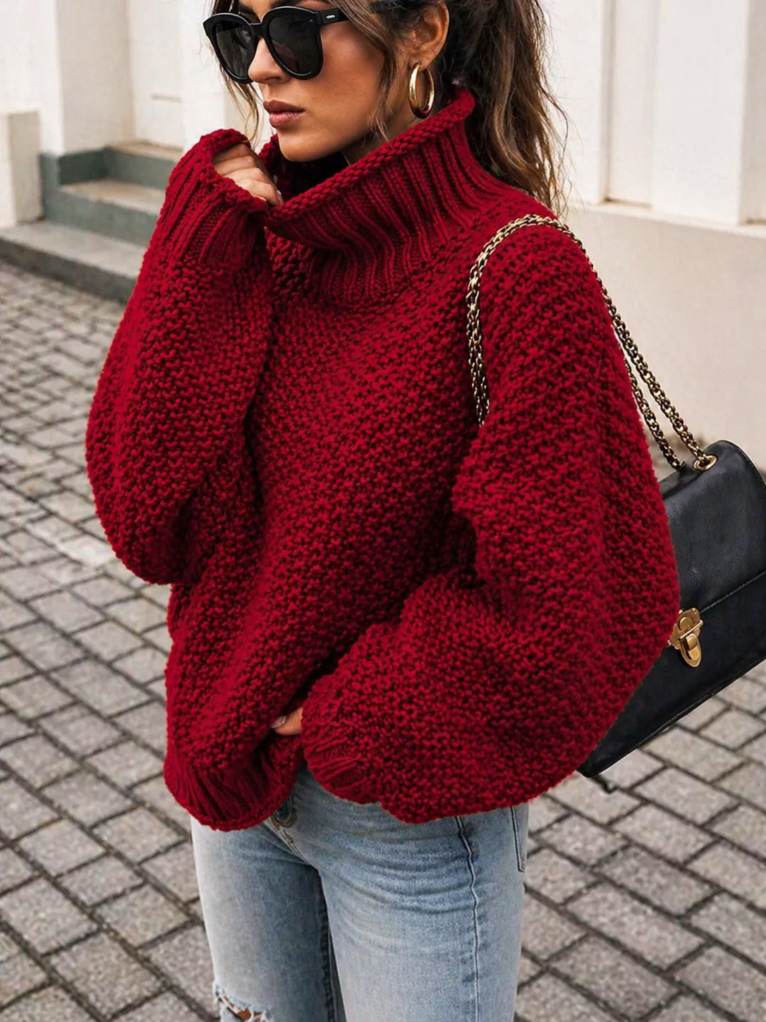 Full Size Chunky Knit Turtleneck Sweater Plus Size