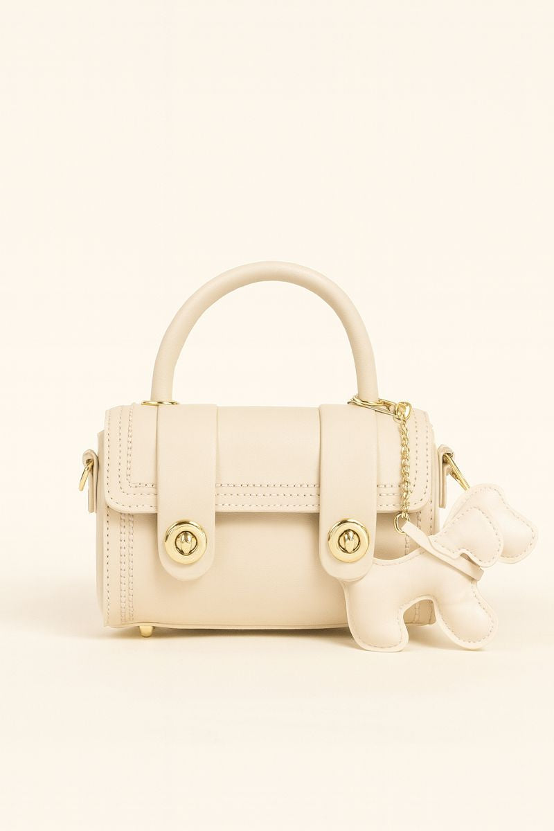 Leather Crossbody Bag with Charm