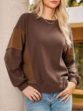 Color Block Striped Sleeve Casual Oversized Sweatshirt