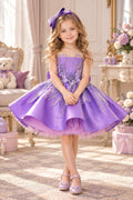 Girls Purple Satin Princess Party Dress – Bow Detail Birthday & Special Occasion Dress
