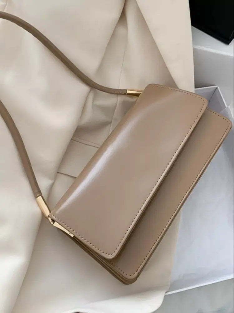 Khaki Women’s PU Leather Shoulder Bag – Elegant & Durable