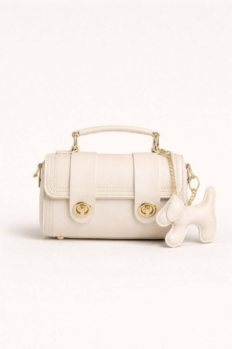 Leather Crossbody Bag with Charm