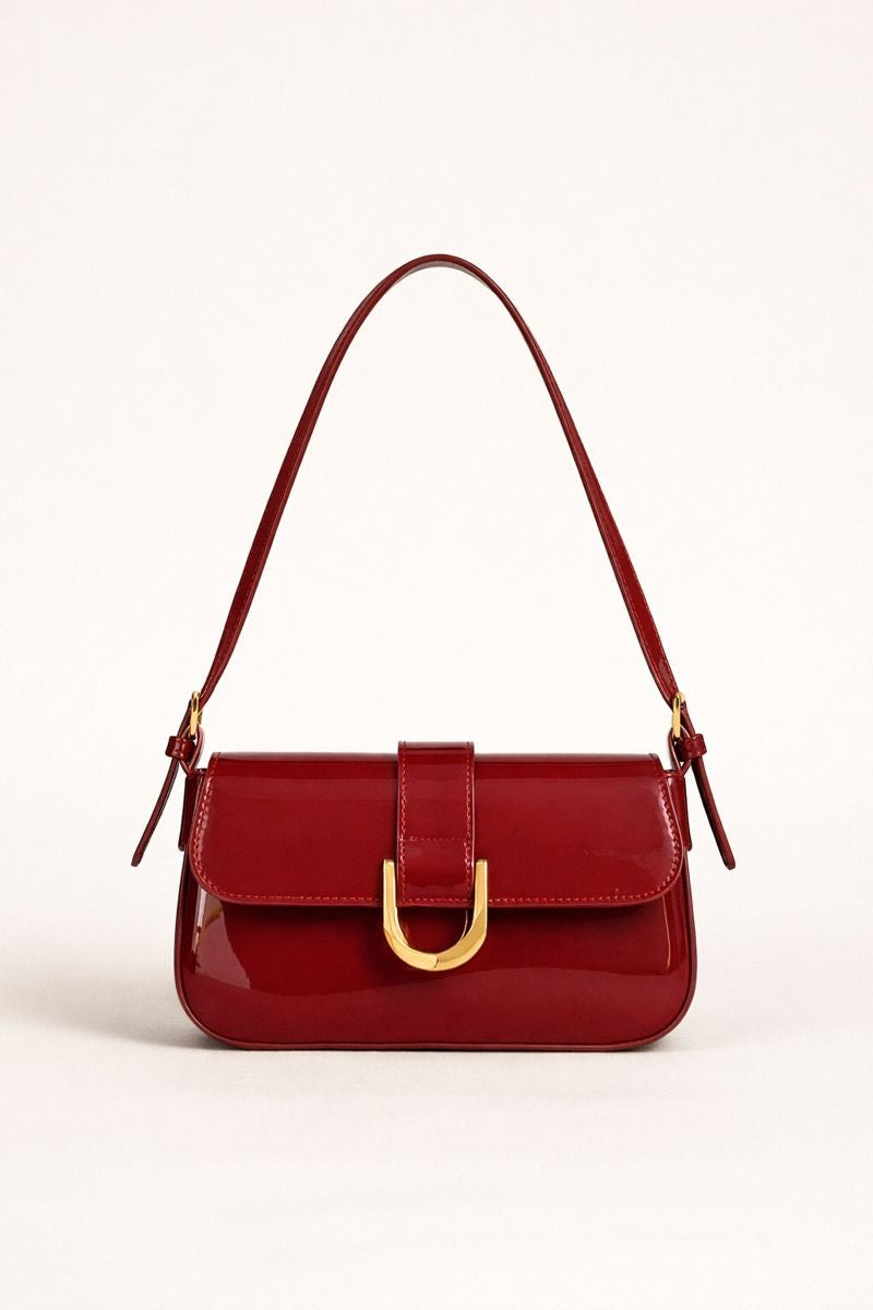 Red Adjustable Strap Leather Crossbody Bag | Jlouren