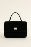 Black Suede Flap Crossbody Bag for Women