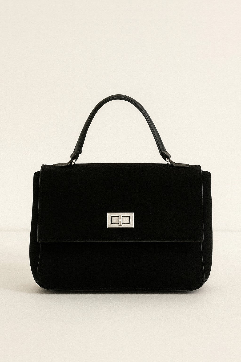 Black Suede Flap Crossbody Bag for Women