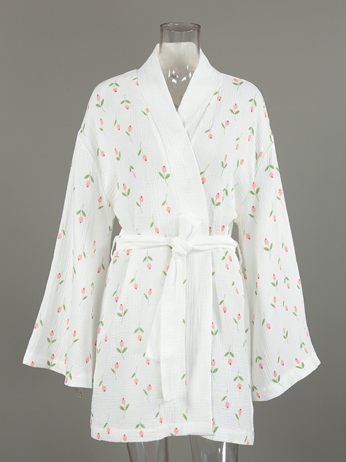 White Floral Print Lightweight Nightgown for Women – Soft Breathable Lounge Sleep Dress