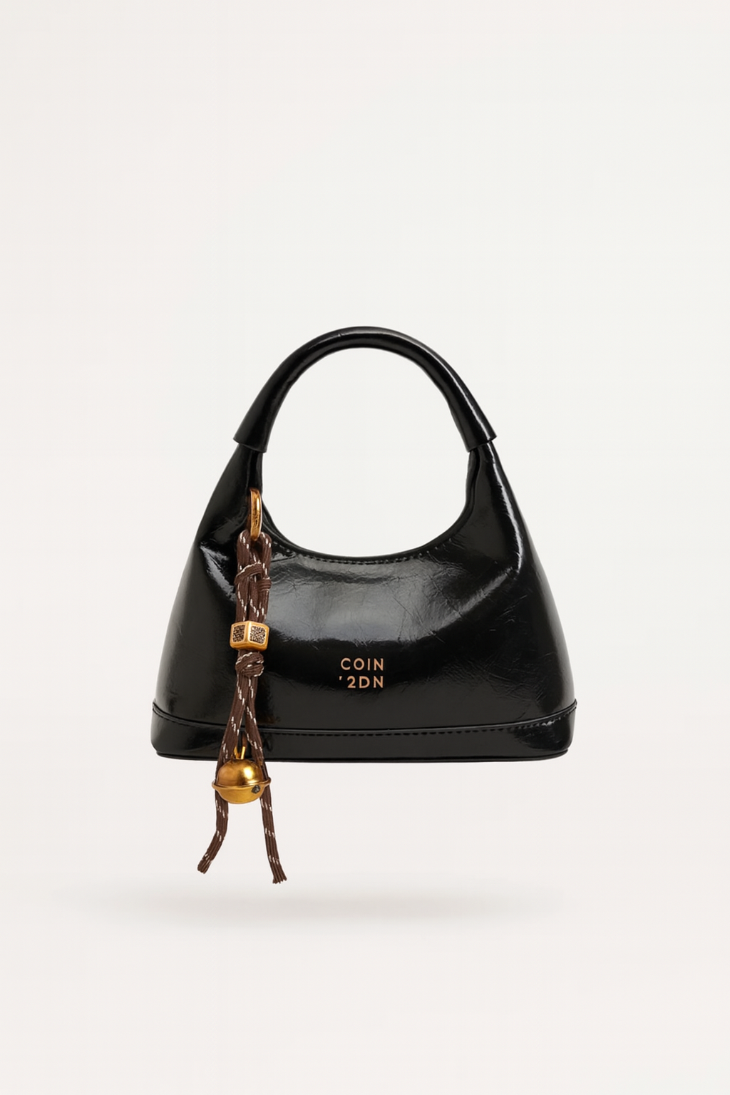 Women's  Black Leather Crossbody Bag with Charm