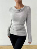 Women's Cowl Neck Fitted Long Sleeve Blouse | JLouren
