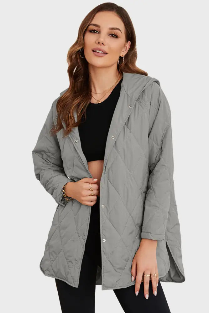 Women’s Hooded Quilted Longline Jacket | JLouren