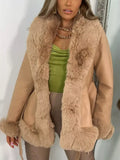 Women’s Plus Size Faux Fur Trim Coat  | JLouren