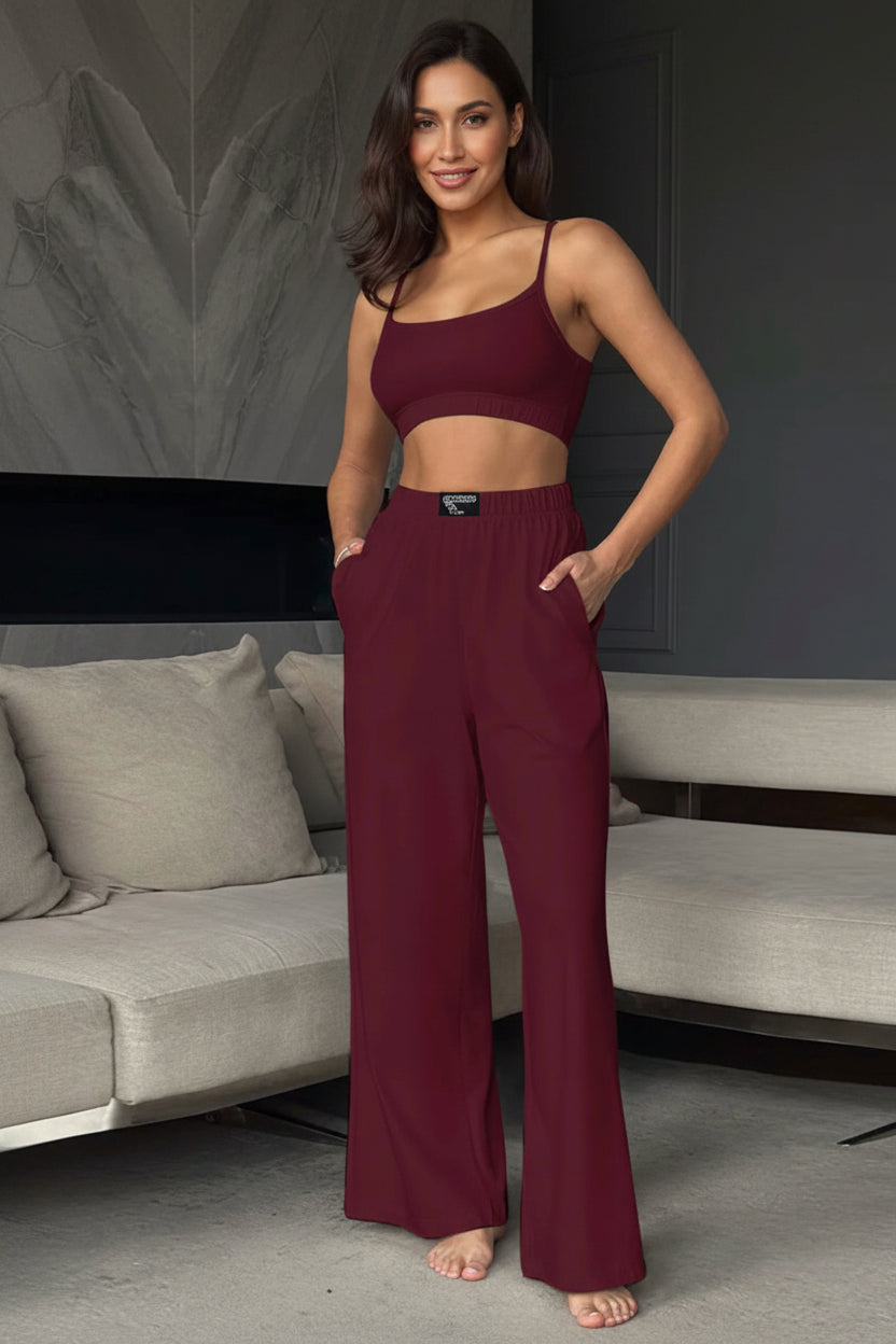 Scoop Neck Cami & Wide-Leg Pants Set – Effortless Chic Lounge Outfit