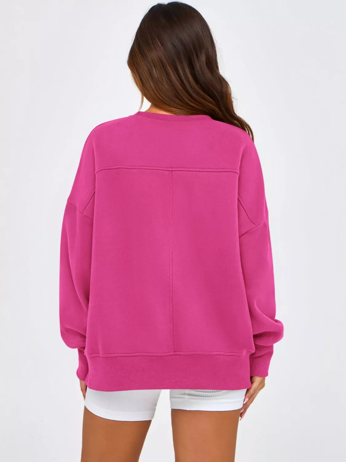 Casual Loose Side Slit Crewneck Sweatshirt