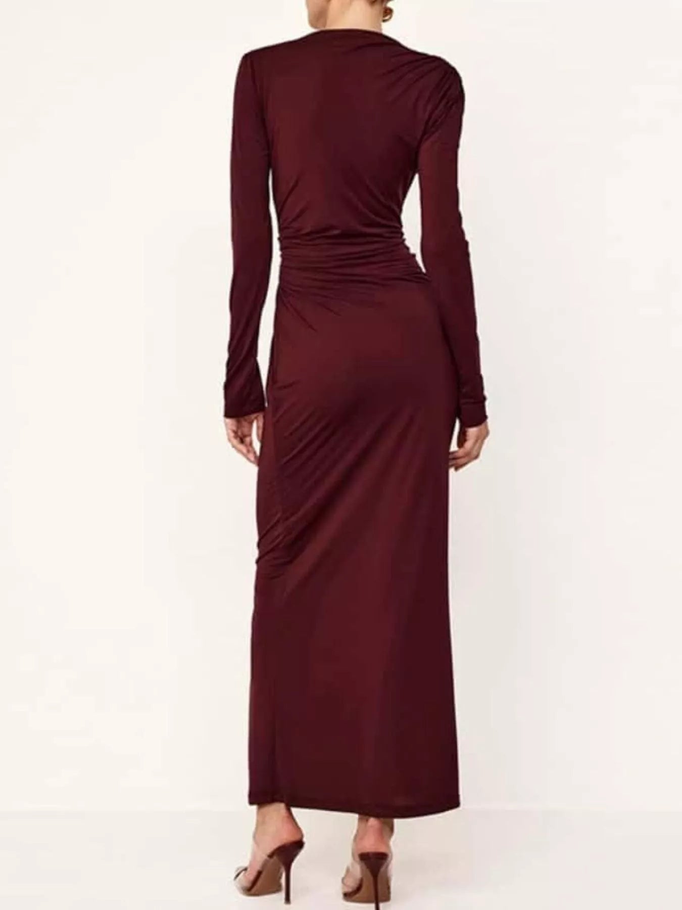 Women Ruched Bodycon Long Sleeve Maxi Dress | JLouren