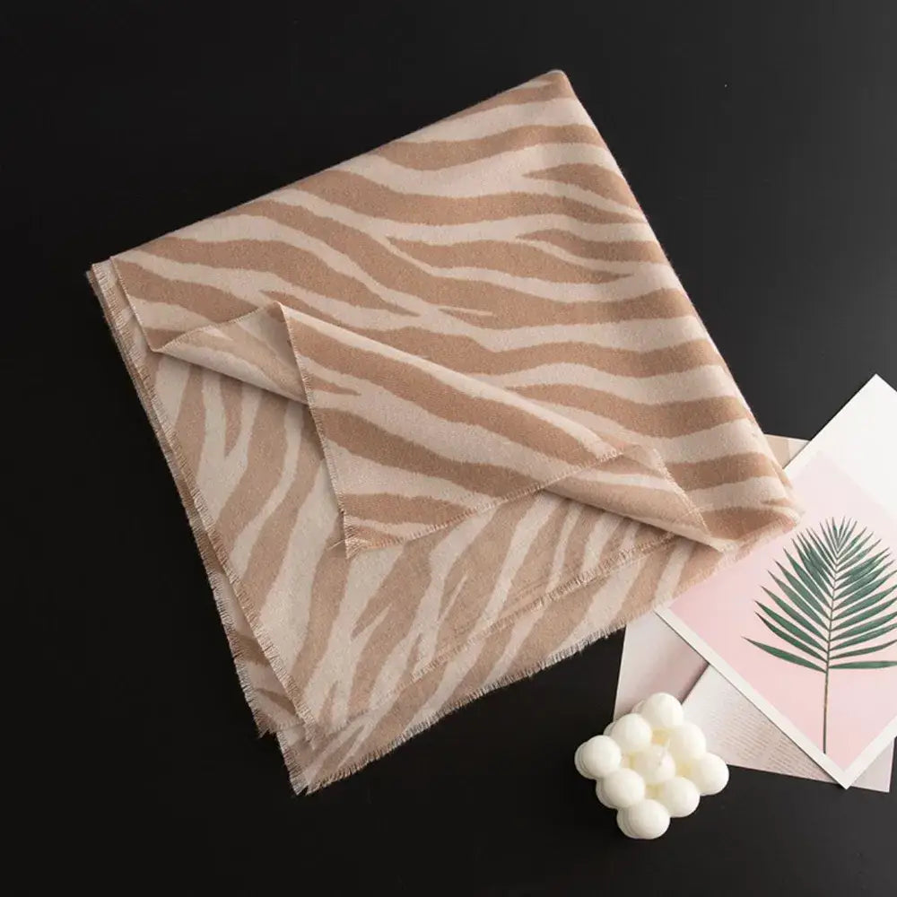 Animal Print Polyester Scarf | Jlouren  Khaki Folded