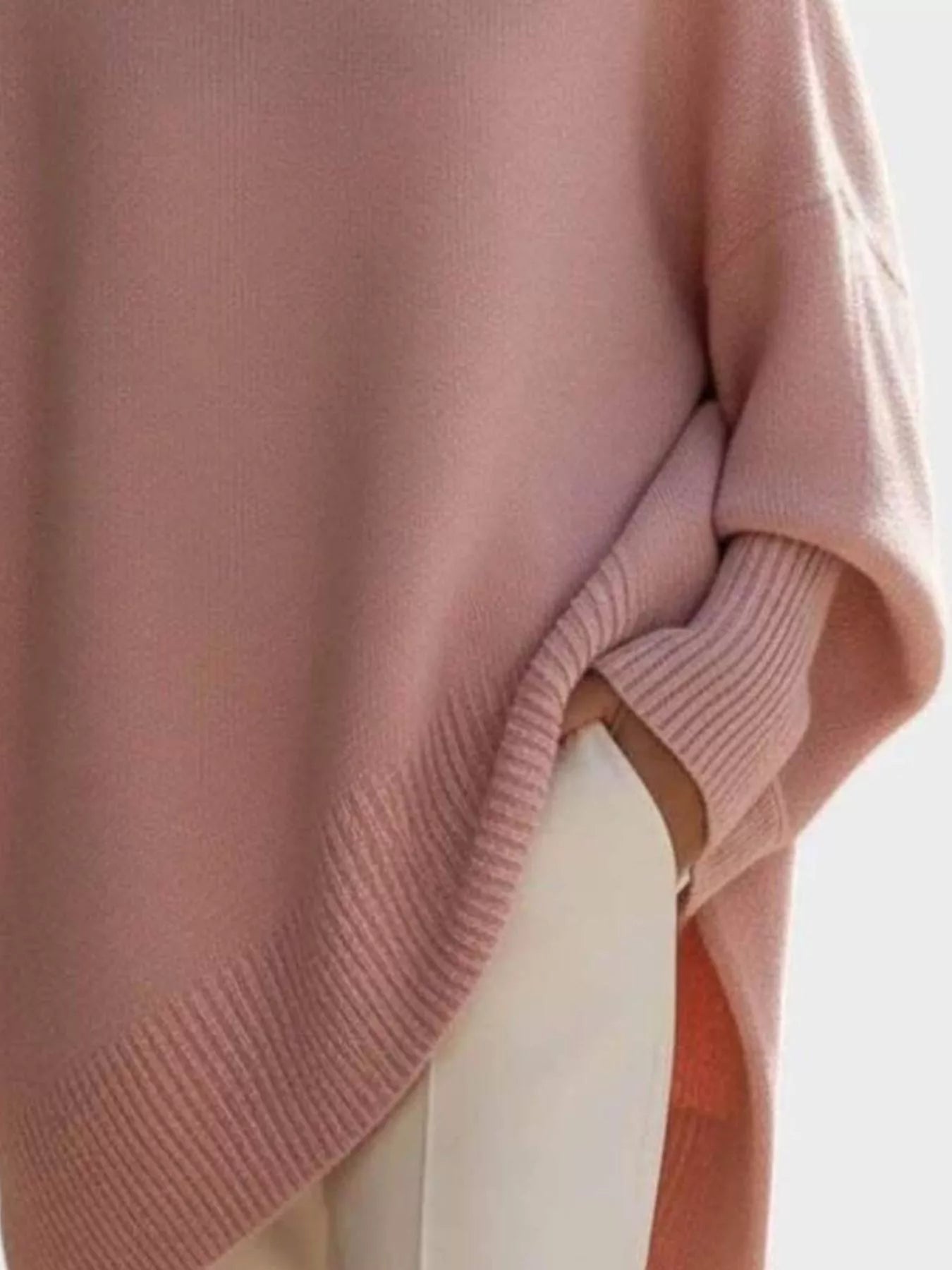 Pink Oversized Round Neck Long Sleeve Sweater | Jlouren