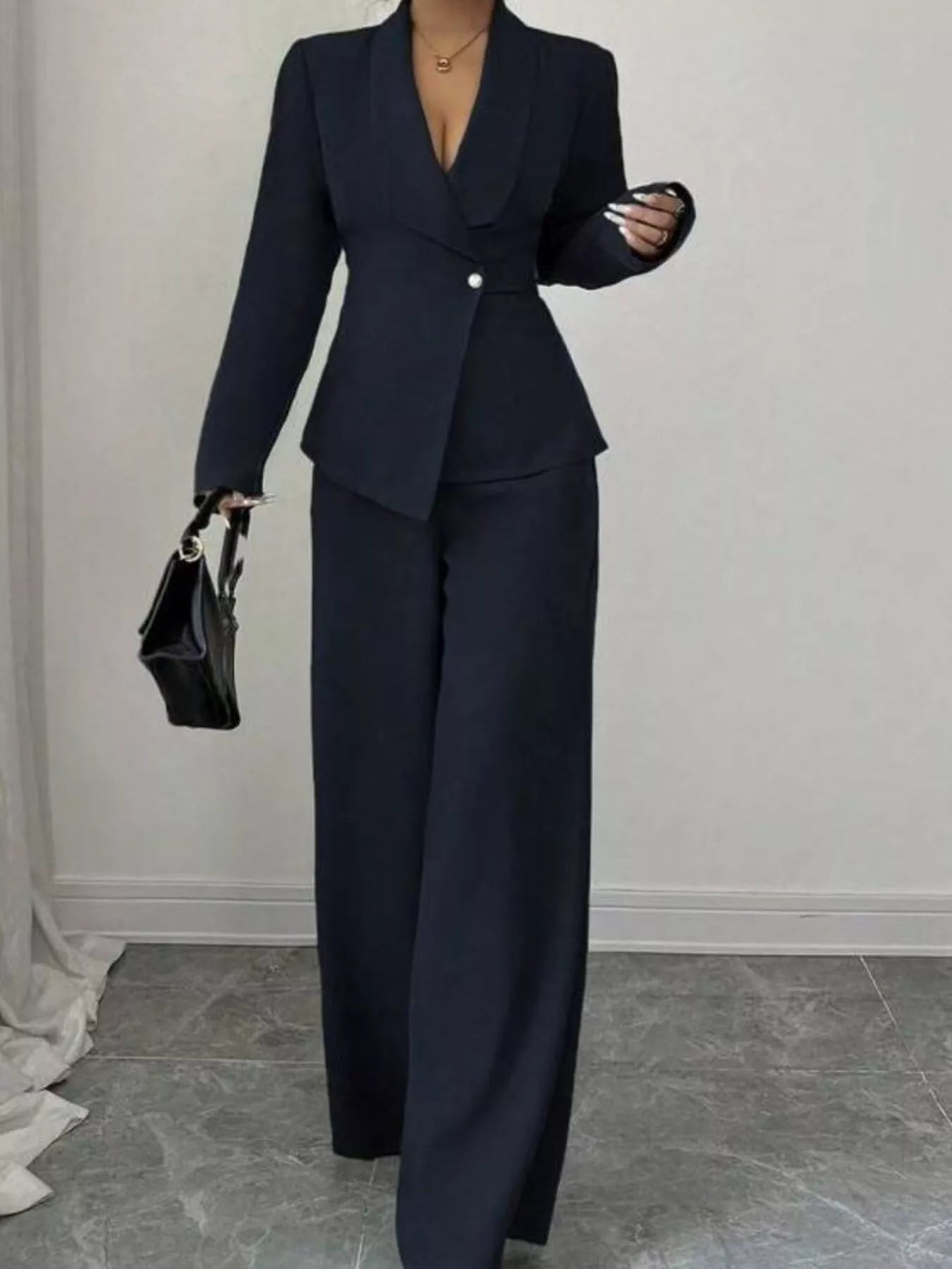 One Button Blazer and Pants Women Suit Set | Jlouren