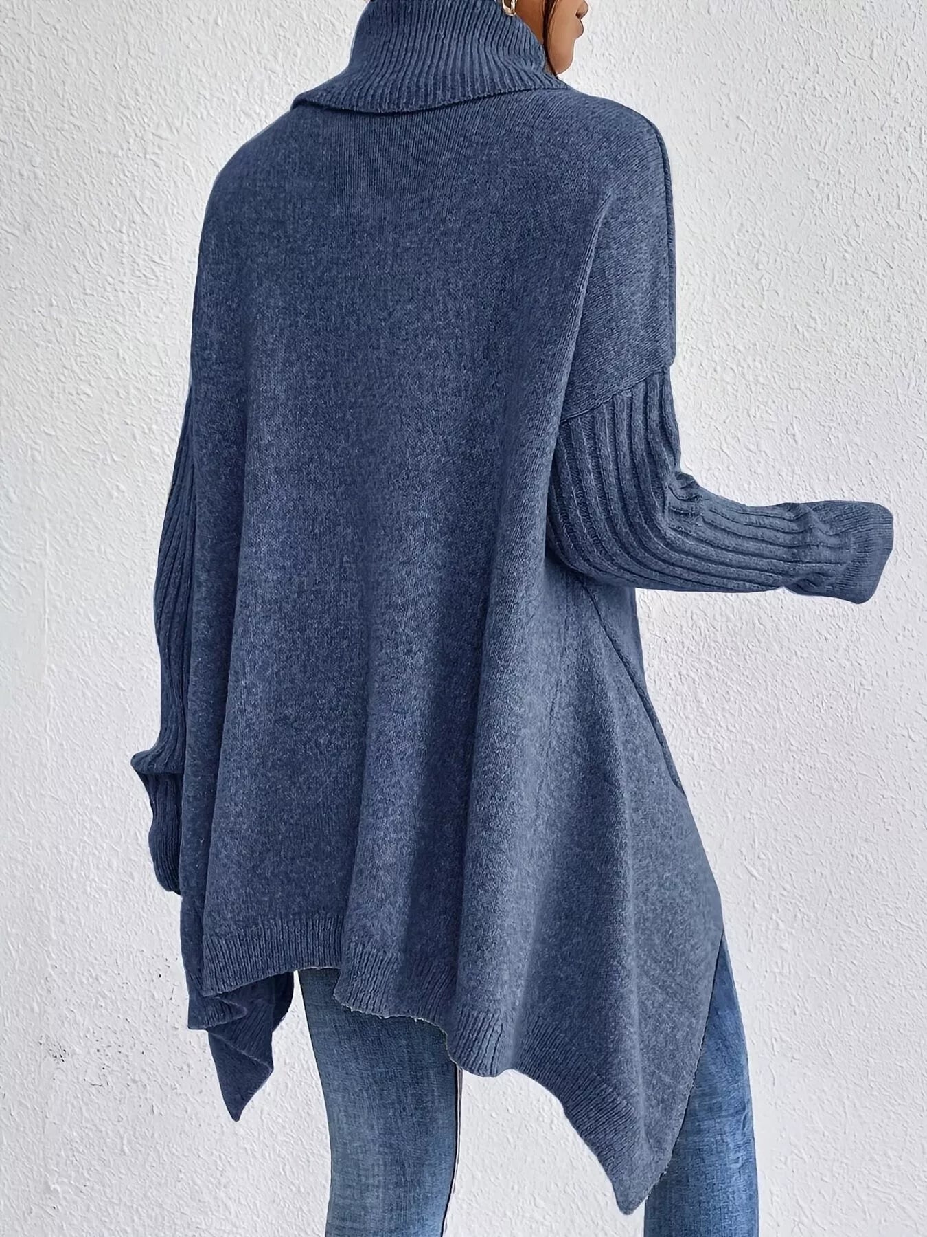 Women's Dropped Shoulder Turtleneck Sweater | JLouren