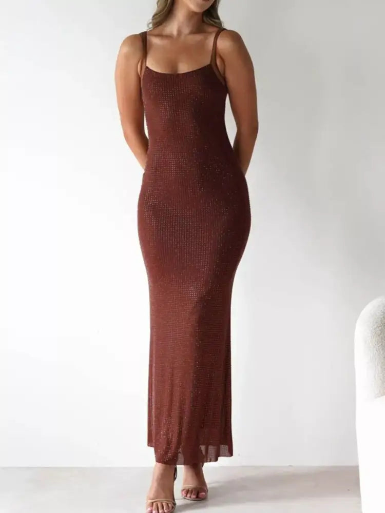 Women’s Backless Bodycon Sleeveless Maxi Dress |JLouren