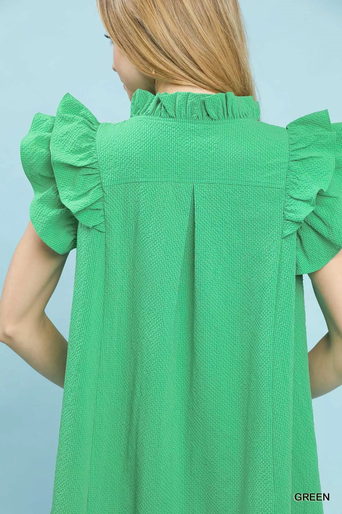 Women’s Green Seersucker Ruffle Dress – Lightweight & Breezy | JLouren