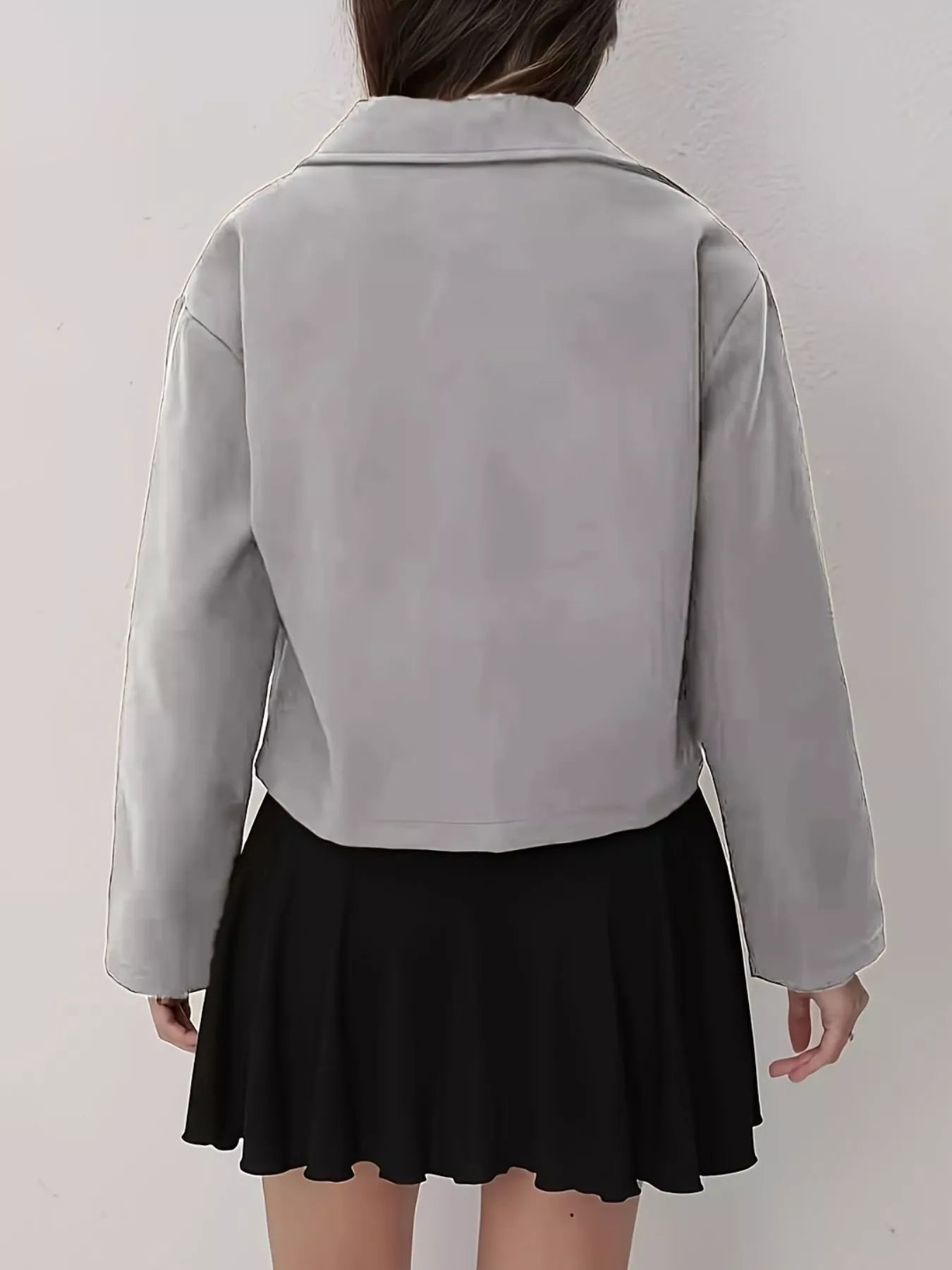 Women’s Casual Zip-Front Jacket with Chest Pockets