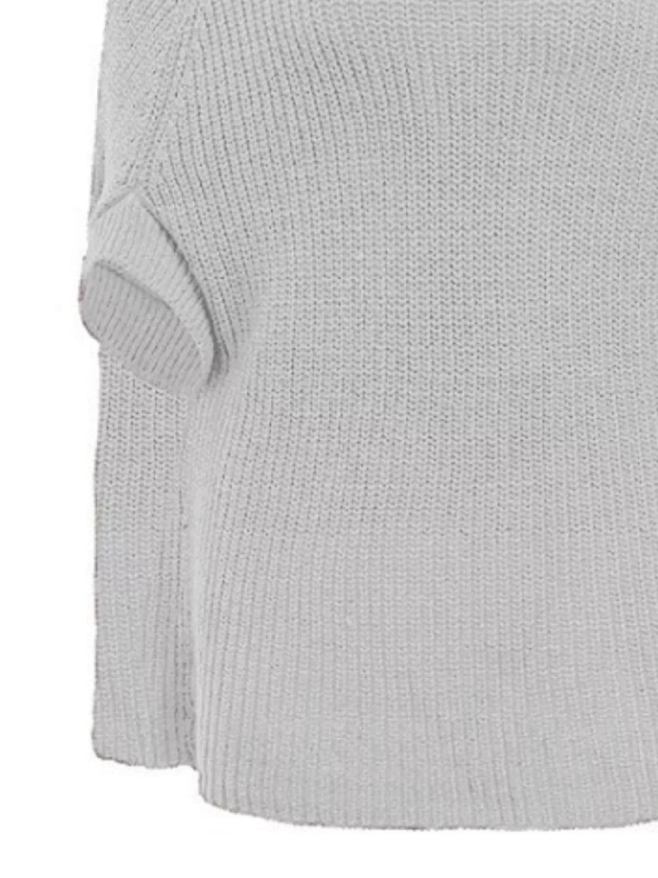 White Full Size Cape Turtleneck Knitted Sweater Women