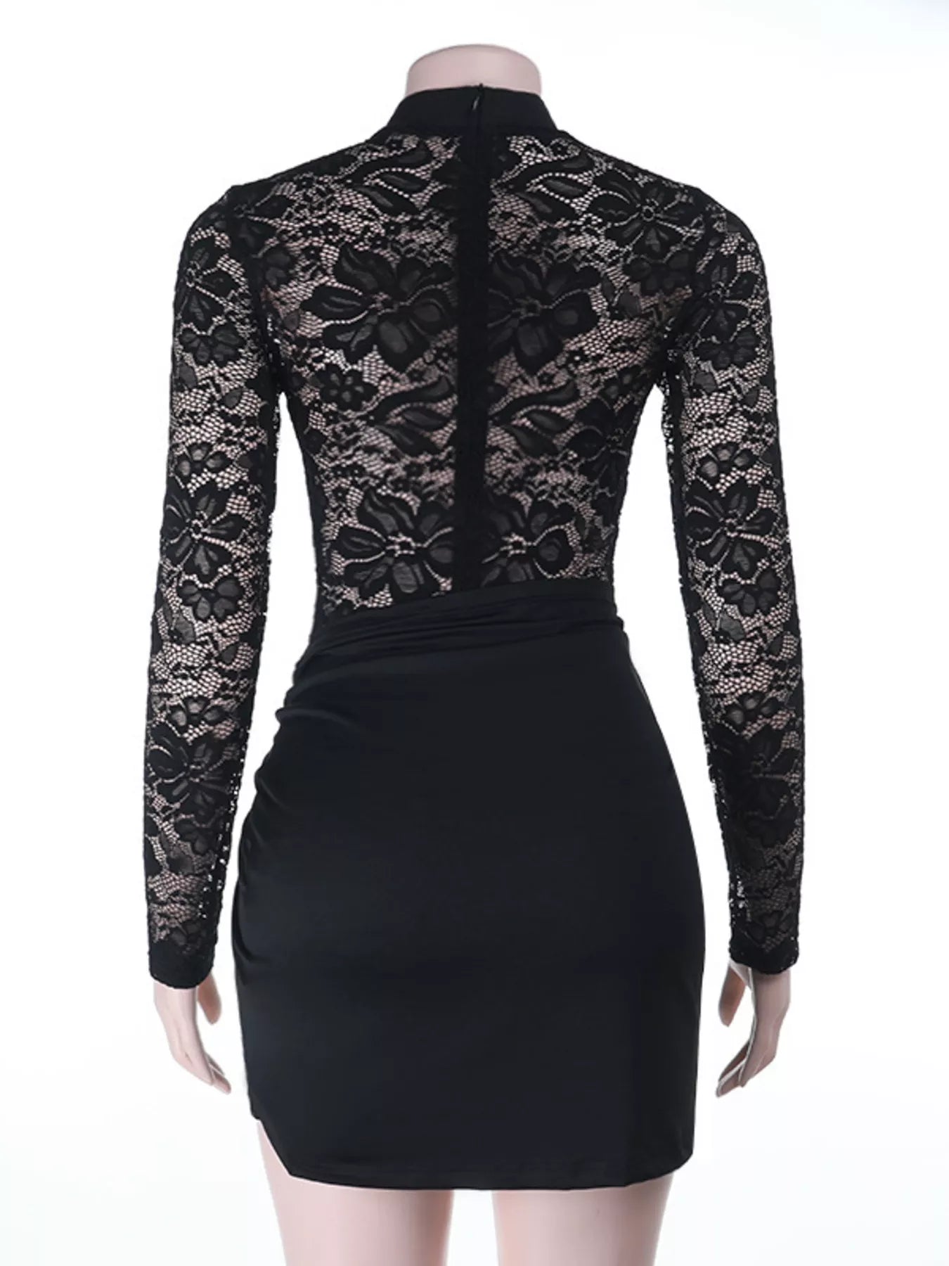 Women’s Bodycon Mini Lace Dress with Long Sleeves