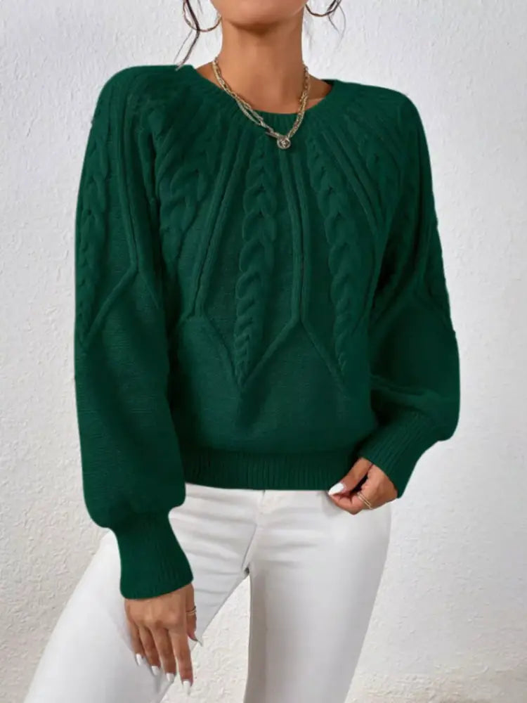 Women Long Sleeve Cable Knit Sweater | Jlouren