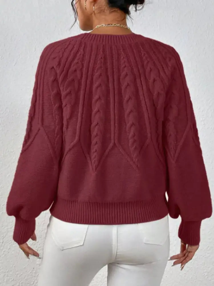 Women Long Sleeve Cable Knit Sweater | Jlouren