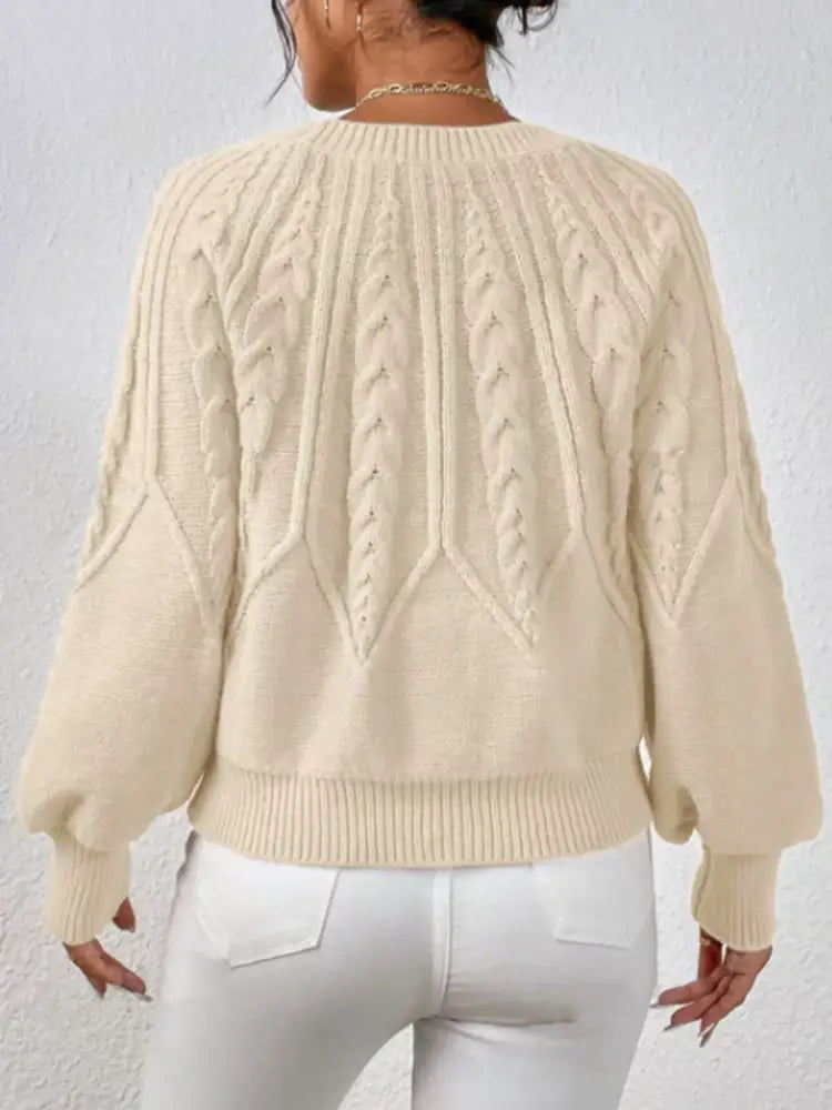 Women Long Sleeve Cable Knit Sweater | Jlouren