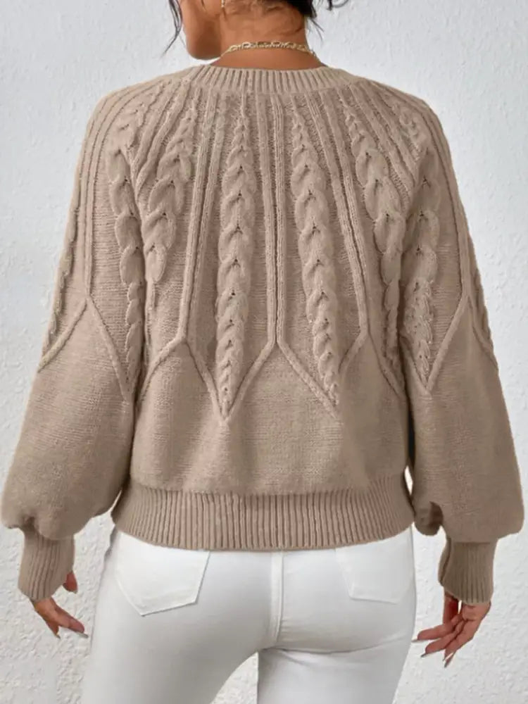 Women Long Sleeve Cable Knit Sweater | Jlouren