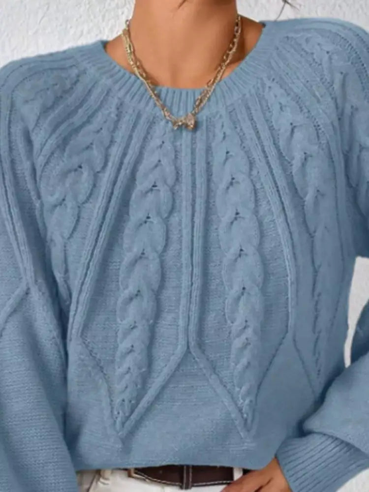 Women Long Sleeve Cable Knit Sweater | Jlouren