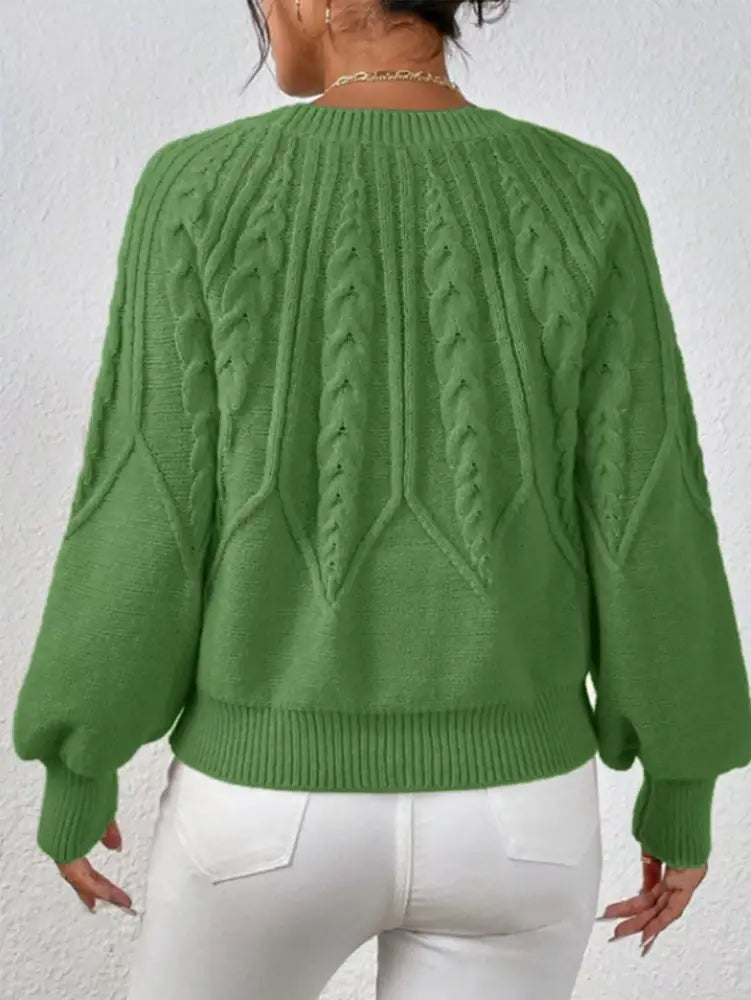Women Long Sleeve Cable Knit Sweater | Jlouren